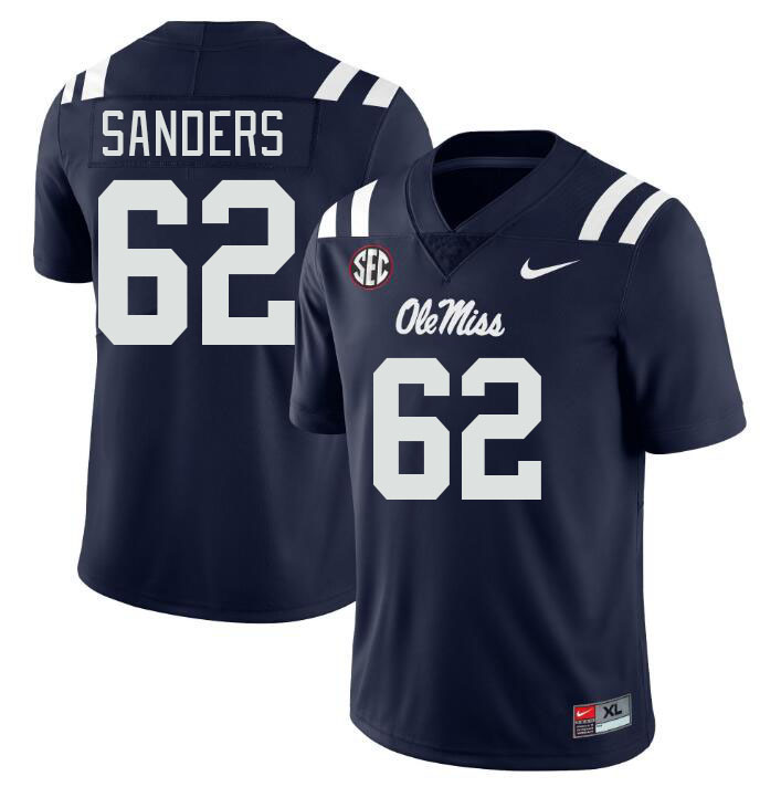 Ole Miss Rebels #62 Brycen Sanders College Football Jerseyes Stitched Sale-Navy